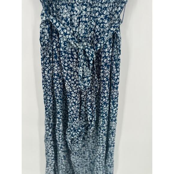 Baltic Born Hadley Smocked Jumpsuit Blue White Ditsy Floral Print Size Small - Picture 3 of 13
